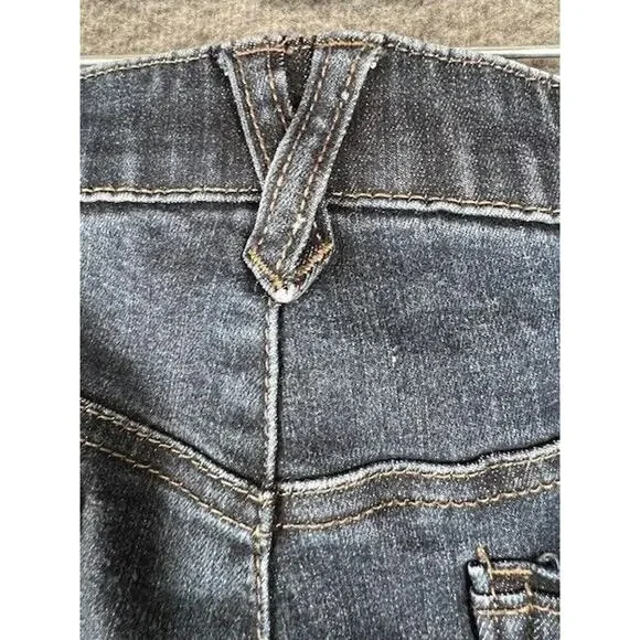 Democracy Jeans Womens 14 Ab Solution Straight Embellished Cuffs Dark Wash Blue - Picture 7 of 9